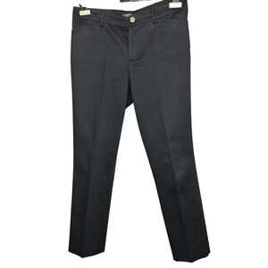 Lauren Ralph Lauren Cotton Stretch Tailored Pants Size 8 Black Office